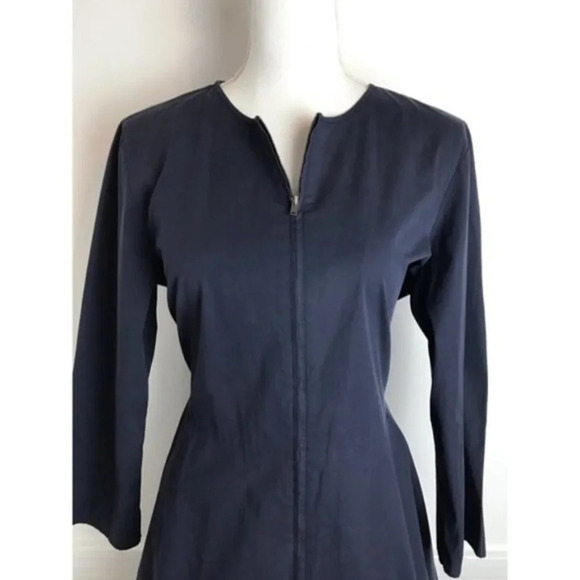 Theory • RARE Navy Mariela Zip Front Poplin Dress - Picture 5 of 7